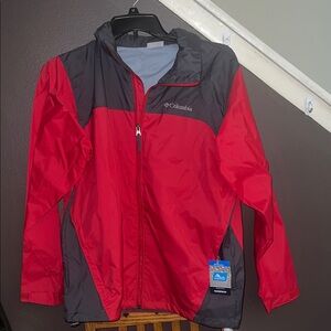Columbia Two-Tone Red and Gray Windbreaker size Medium